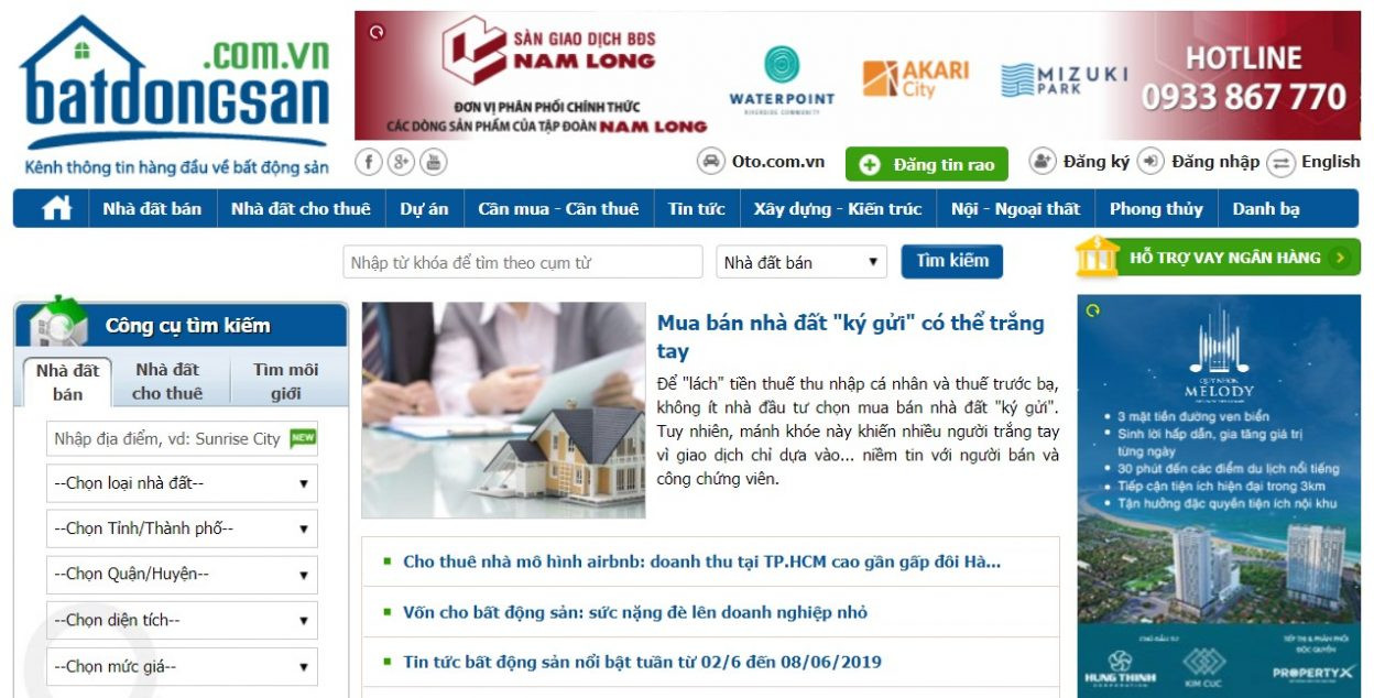Giao diện حرفه nghiệp của Batdongsan.com.vn giúp khách hàng hài lòng