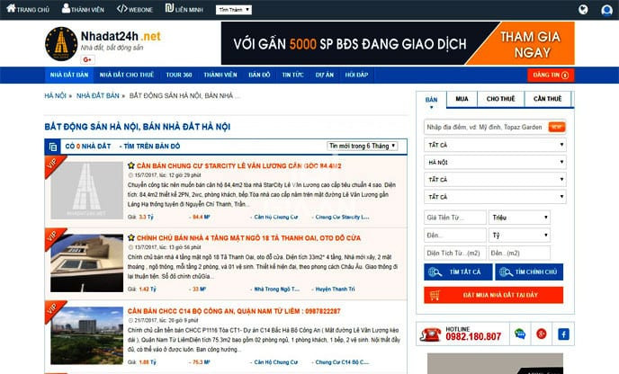 Nhà Đất 24h cung cấp thông tin nhanh chóng về bất động sản
