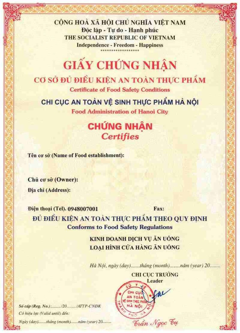 [GIẢI ĐÁP] Xin giấy vệ sinh an toàn thực phẩm ở đâu?