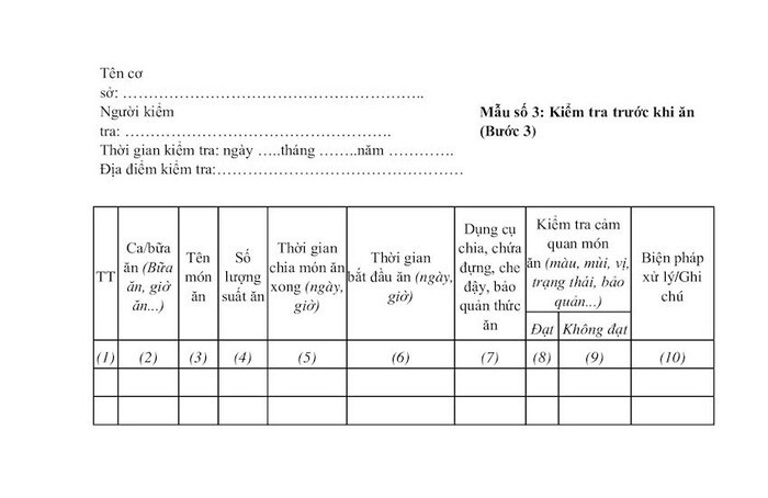Mẫu sổ kiểm thực 3 bước mới nhất và cách viết sổ chi tiết