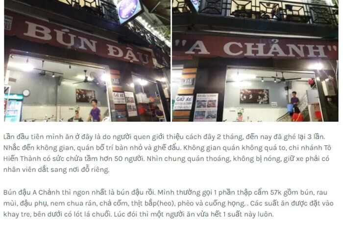 Quán mắm tôm bún đậu A Chảnh có gì HOT? Review chi tiết A-Z