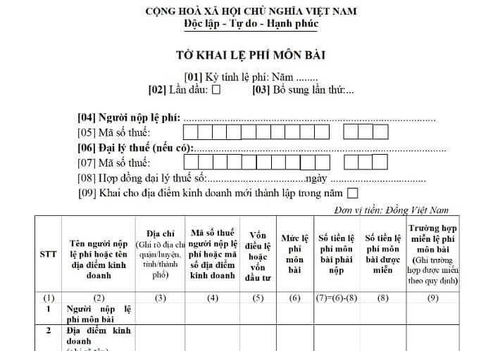 Thuế môn bài là gì? Các bậc thuế môn bài 2024